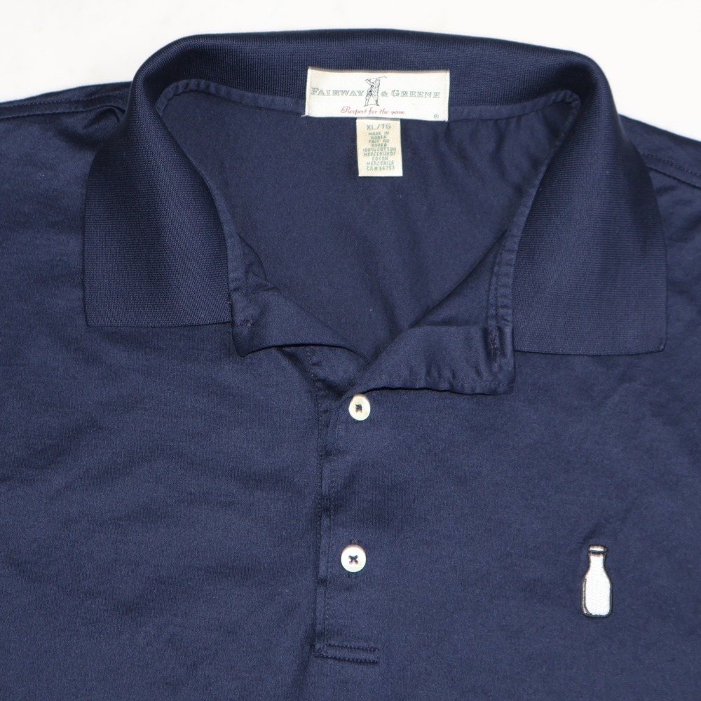 Fairway & Greene MacArthur Golf Club XL Navy Cotton Milk Bottle‎ Logo Polo